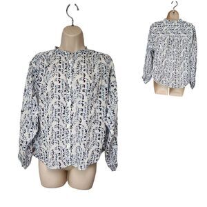 Ann Taylor LOFT Blouse Women’s Size XS Multicolor Floral Ruffle Tie Neck